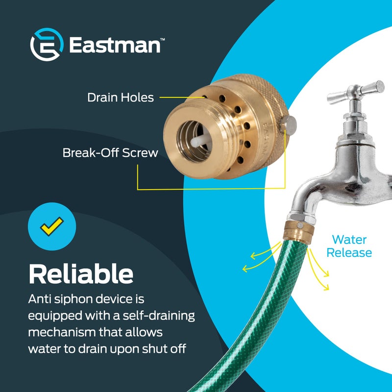 Eastman 3/4 Inch FHT x 3/4 Inch MHT Hose Bibb Anti Siphon Vacuum Breaker, Brass Plumbing Fitting, 20199 - Image 5